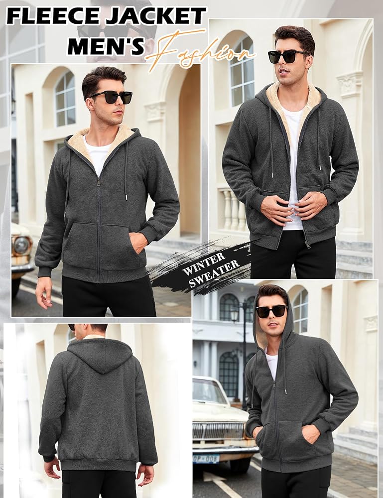 Pull à Capuche Polaire Zippé Homme - Taille M à XXL - 100% Polyester - Neuf Avec étiquette