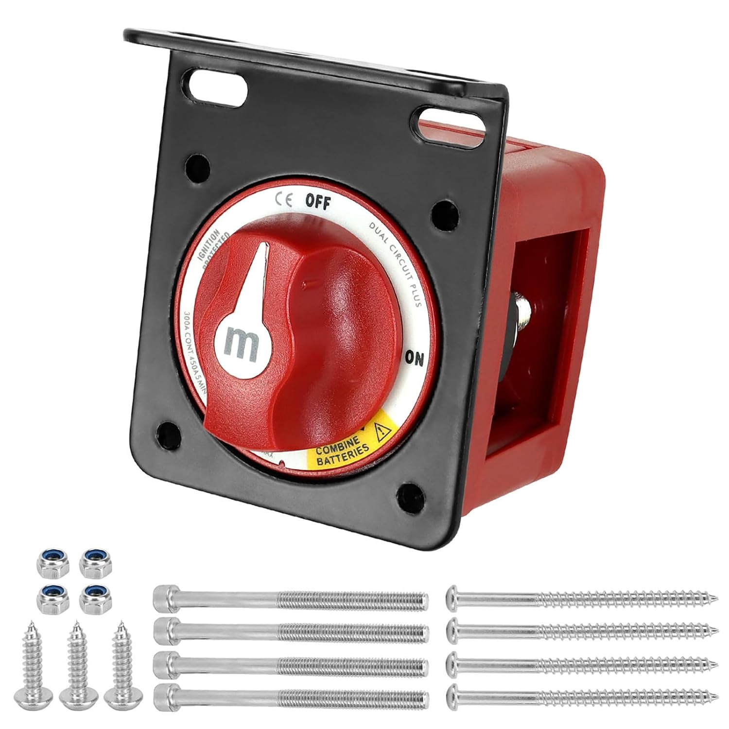 Battery Disconnect Switch 12V-48V 300A, Heavy Duty Rotary Power Cut Off Isolator Switch for Car Boat Truck ATV Marine (on/Off)