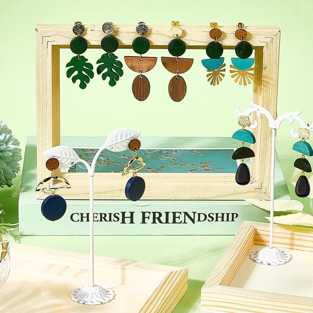 SUNNYCLUE 1 doos met 40 houten oorbellen met houten gat 304 naalden van natuurlijk roestvrij staal plat rond voor het maken van sieraden voor volwassenen om te knutselen