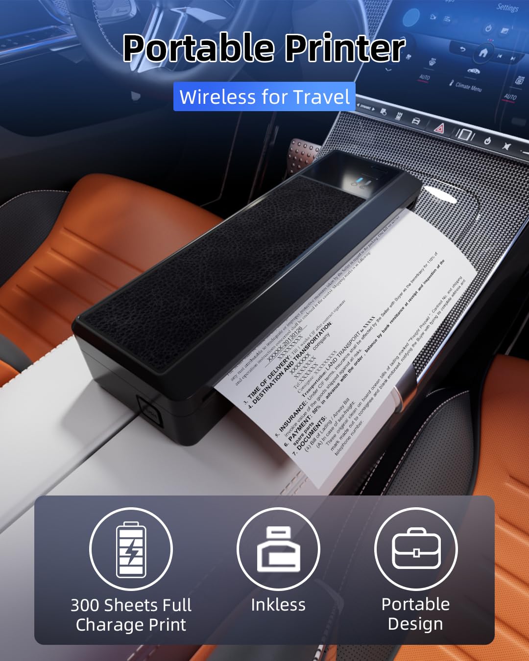 Imprimante Thermique A4 P83 Bluetooth Portable Compatible iOS Android