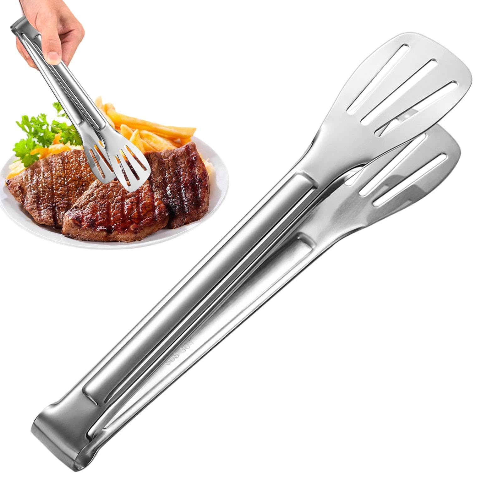 pologmase Pinzas de metal – Pinzas de cocina resistentes de acero inoxidable – Pinzas de cocina de acero inoxidable apto para uso alimentario para comedor, cocina interior y exterior