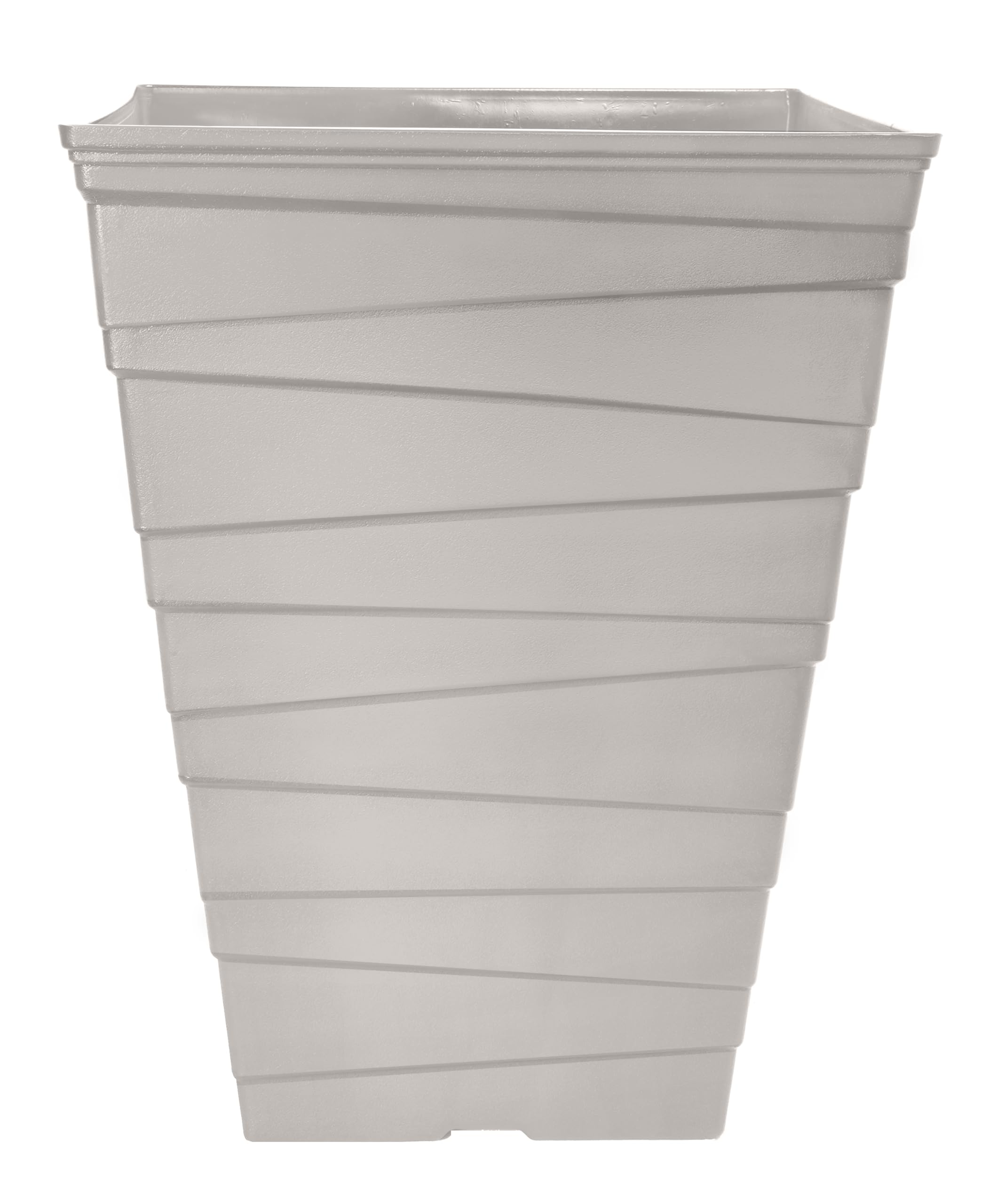 Muddy Hands Grey 30 Litre Beige Large Plastic Plant Pot Outdoor Garden Tall Square Flower Tree Planter