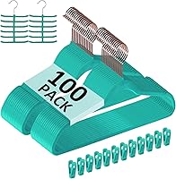 Vista 11 de VECELO Perchas de terciopelo de alta calidad resistentes (paquete de 60), antideslizantes y ahorran espacio con 8 clips para los dedos y soporte