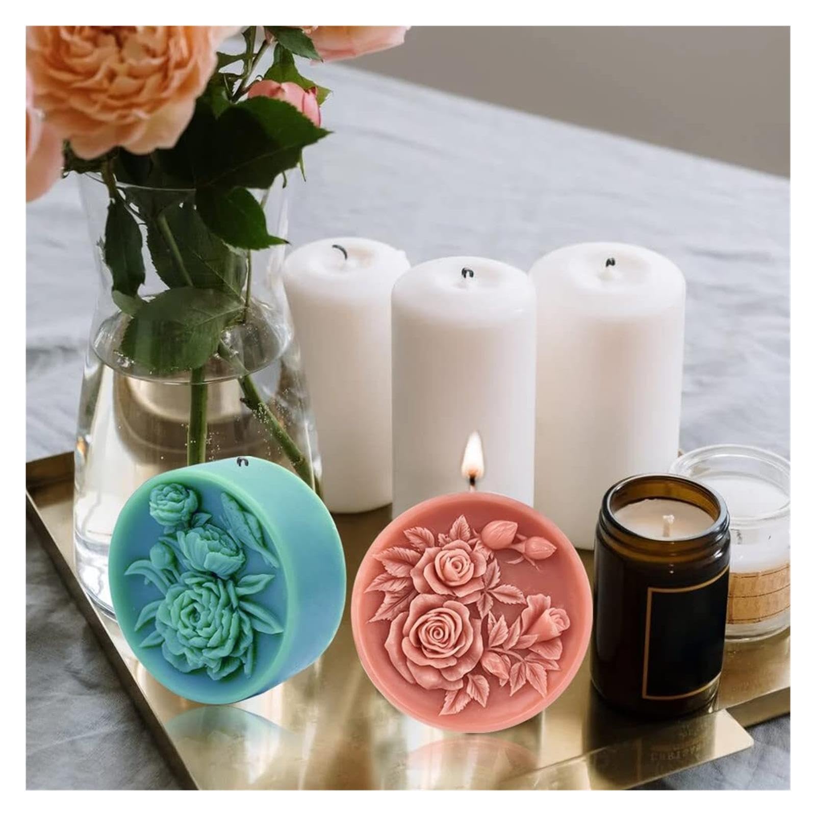2 stampi per sapone in silicone a forma di fiore, a forma di angelo 3D