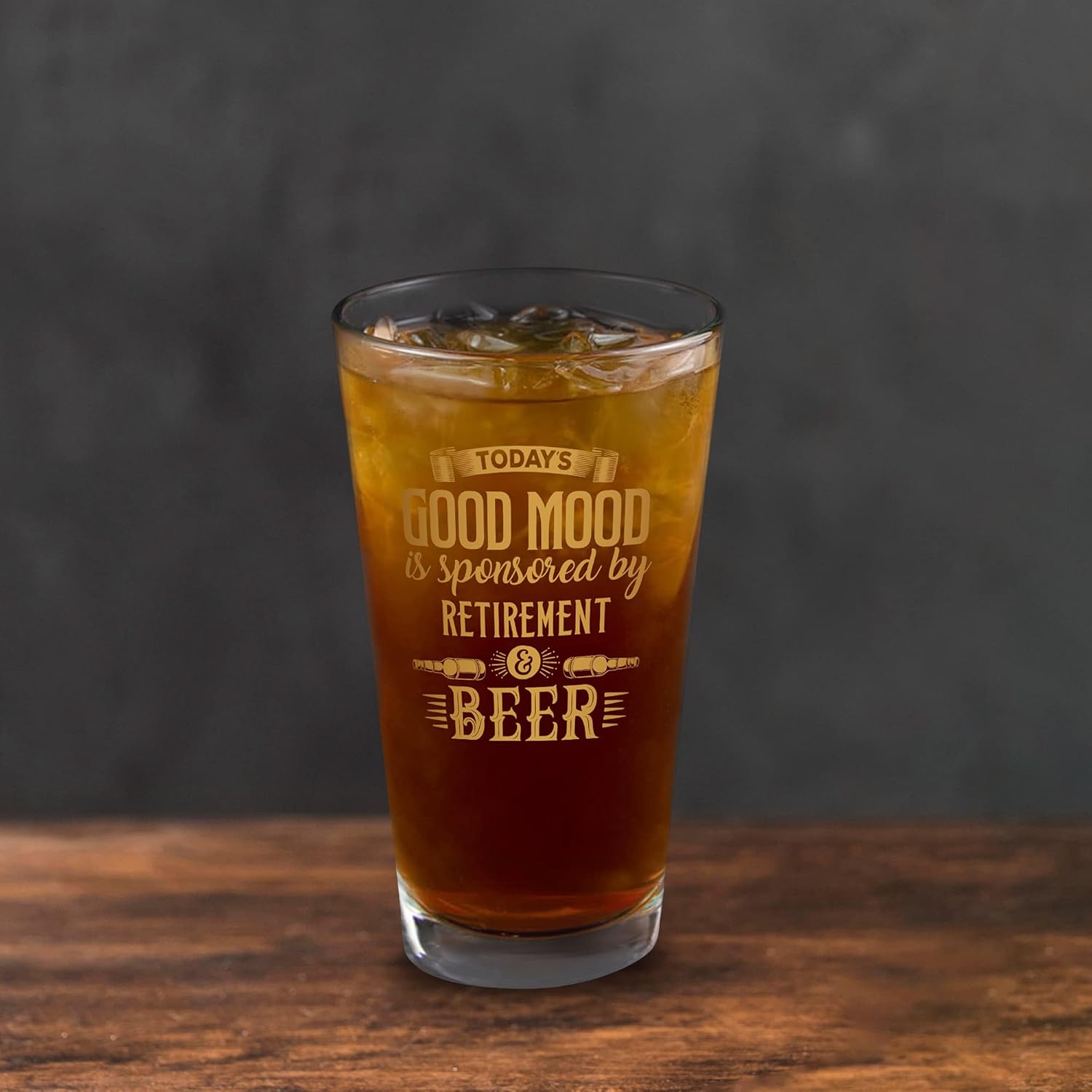 BAD BANANAS Retirement Gifts - Good Mood - 16 oz Beer Pint Glass with Genuine 10K Gold Ink - Retirement Gift for Retired Coworkers, Boss, friends - Image 6