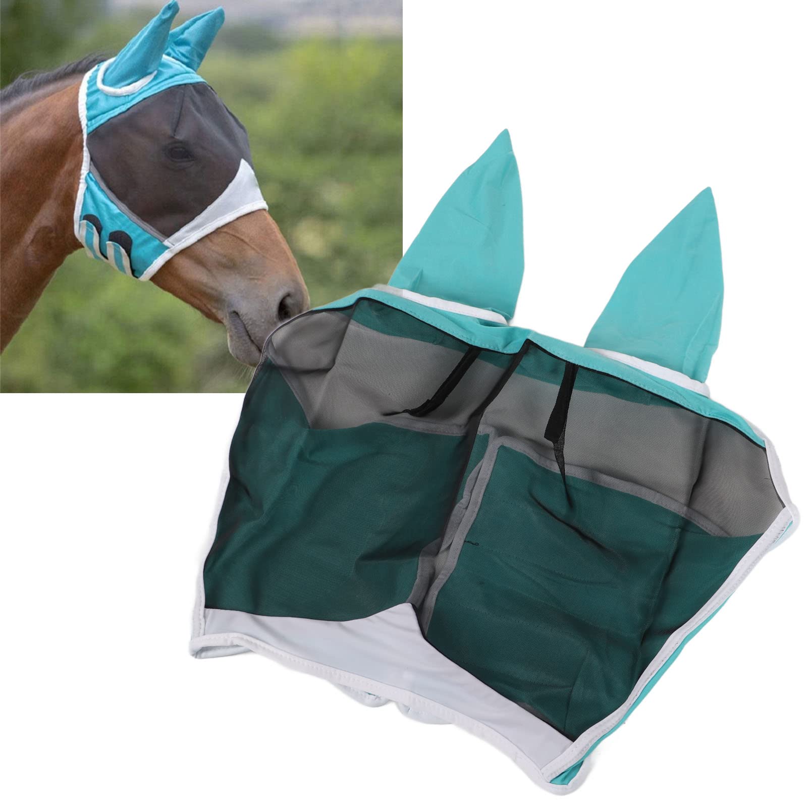 Masque Anti-mouches Pour Cheval En Maille Respirante Et élastique Avec Oreilles, équipement D'équitation (gris