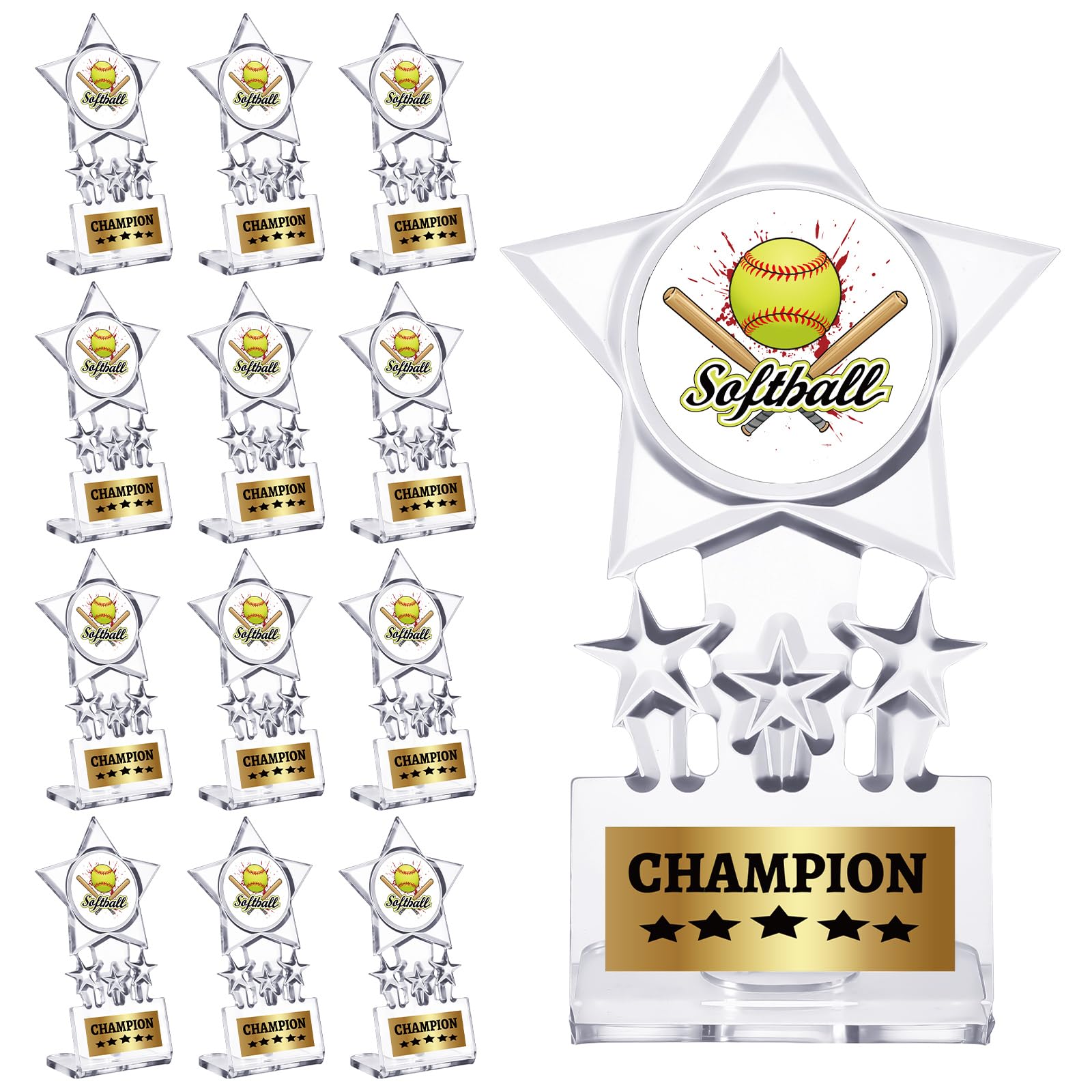 Tondiamo Trofeo de campeón de acrílico, 12 piezas, premios ganadores, trofeos de campeón, premios de competición deportiva, decoración de regalo de recuerdo
