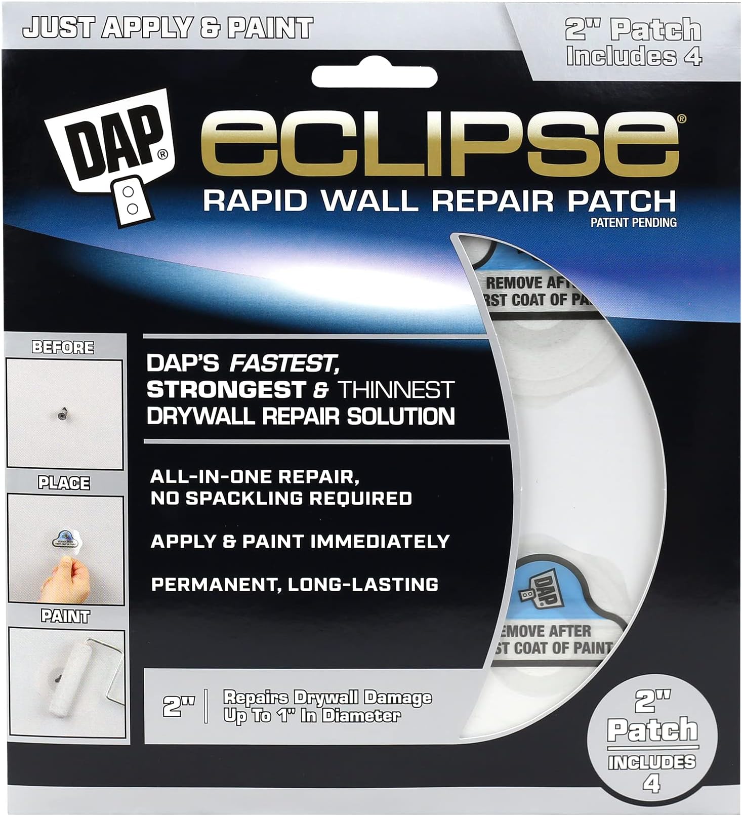 Eclipse Rapid Wall Repair Patch, 2 in, 4 Pack (7079809161)
