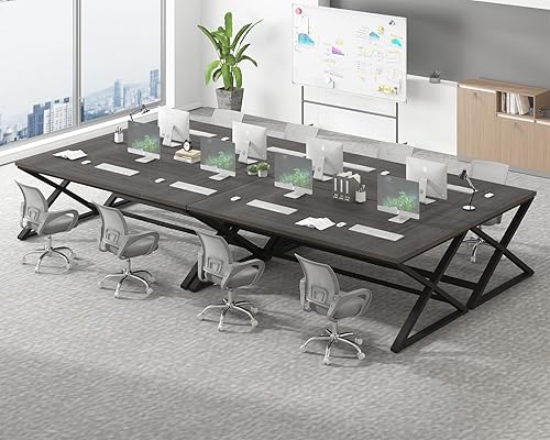 Miniatura 88 de IBF Escritorio grande para computadora negro, escritorio de escritura de 70.8 pulgadas de largo para oficina en casa, escritorio de estudio Roble