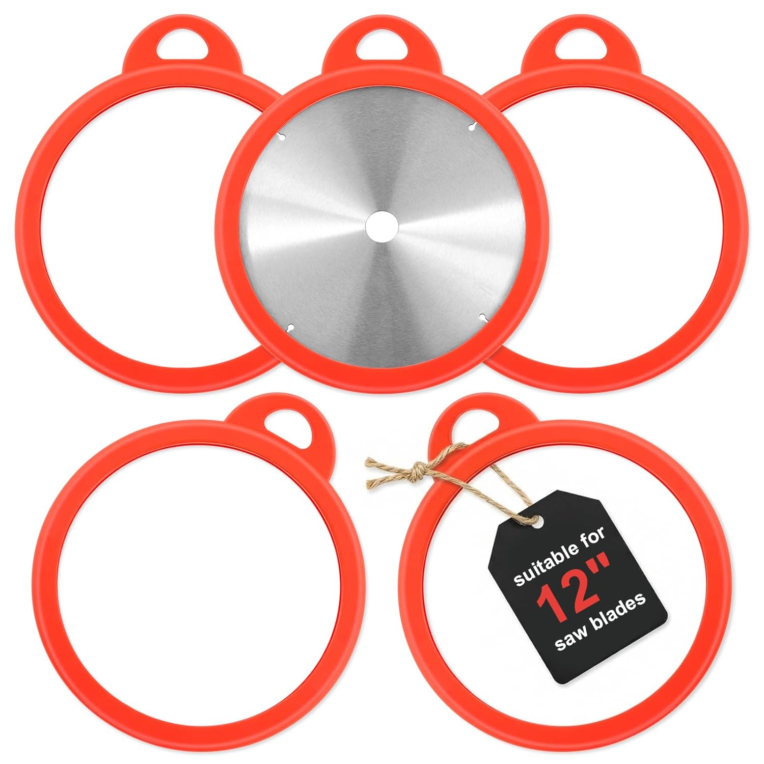 Nuanchu 5 Pieces 12'' Silicone Saw Blade Storage Protector Holder Cover for Circular Miter Tablesaw Blades and Table Saw Accessories, Red