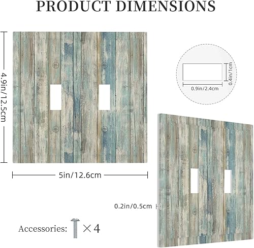 Miniatura 167 de Placa de pared dúplex de receptáculo de dispositivo de 1 gang de madera envejecida blanca gris con veta de tablón, cubierta de enchufe eléctrico de