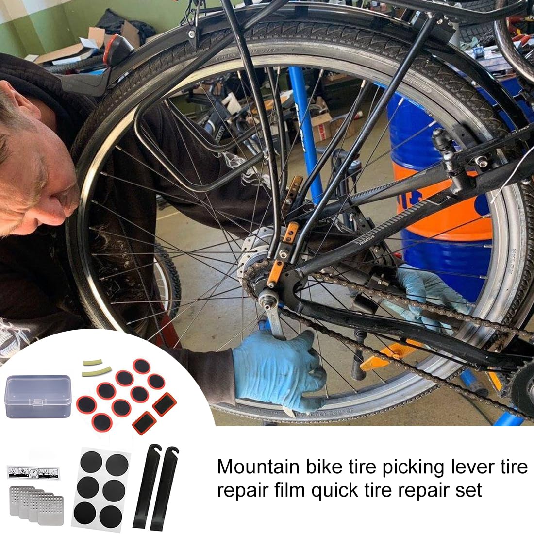Kit Réparation Vélo JSKWIKE - Rustines Chambre à Air, Outils Pour Pneu Vélo Et Moto