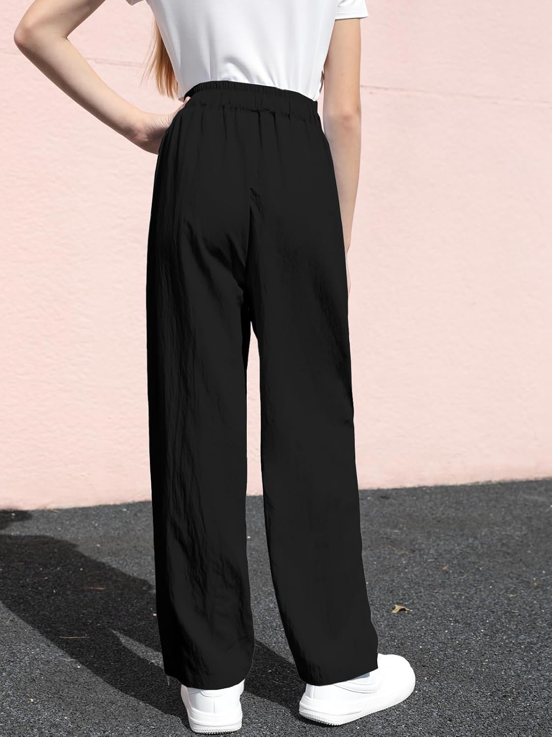 SANGTREE Girls & Woman Wide Leg Pants Lightweight Casual Elastic High Waist Straight Leg Loose Trousers,4 Years - Woman 2XL - Image 4