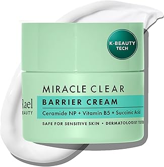 Rael Miracle Clear Face Barrier Cream - Korean Skincare, Oil-Free Moisturiser for Acne Prone Sensitive & Oily Skin, Lightweight, w/Ceramide NP, Vitamin B5 Panthenol, Succinic Acid, Vegan (53ml)