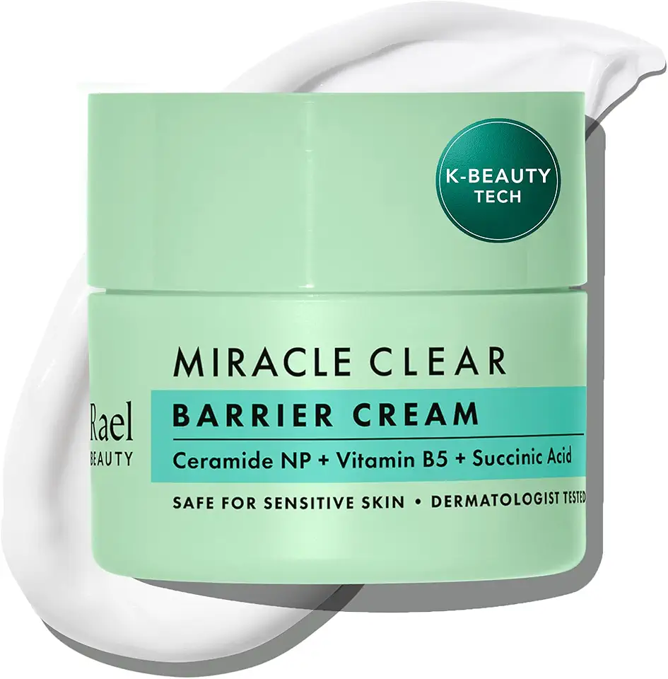 Rael Face Moisturizer, Miracle Clear Barrier Cream – Lightweight Moisturizer with Succinic Acid and Vitamin B5, Hydration, Korean Skin Care (1.8 oz)