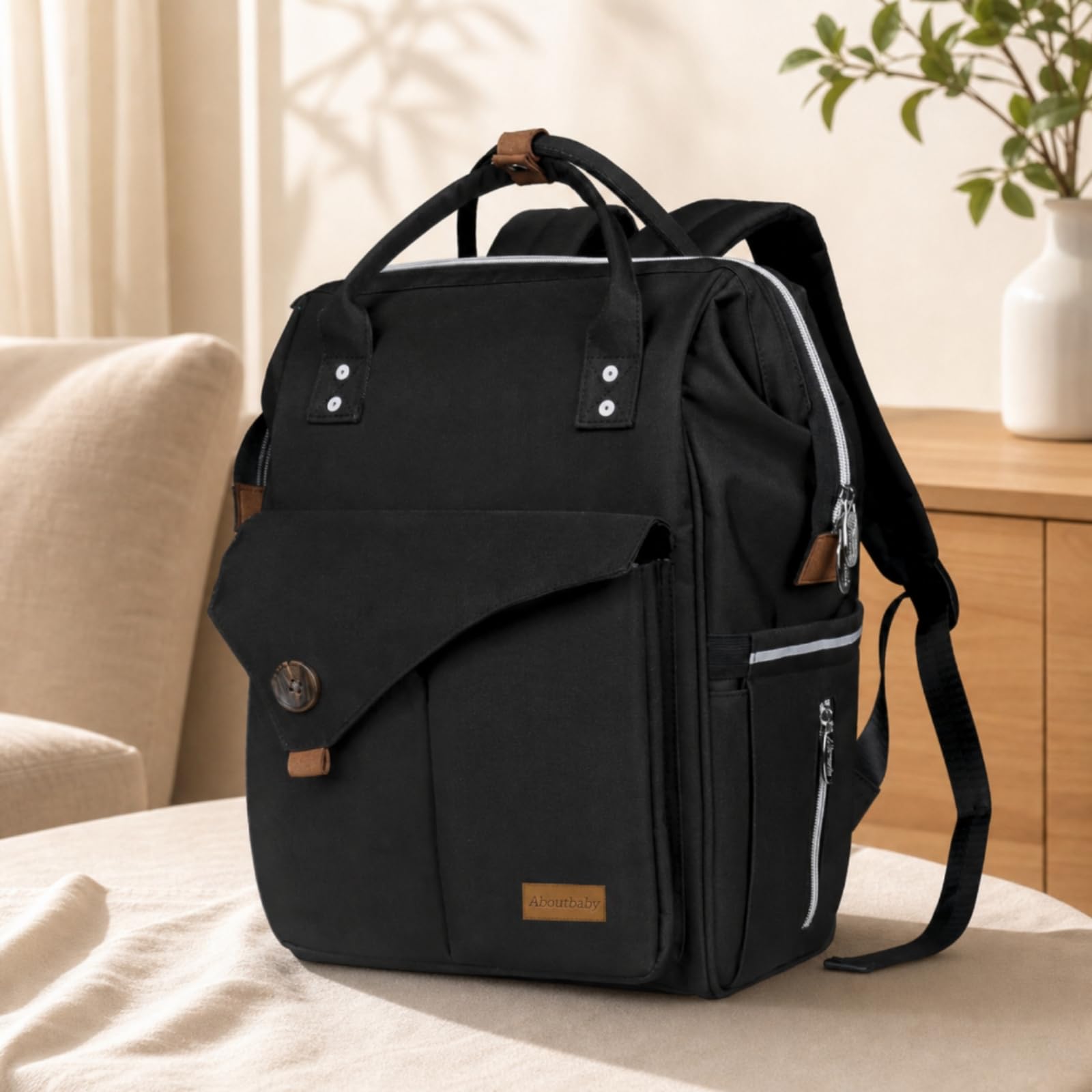 Zaino Fasciatoio Borsa Pannolini Zaino Neonato Zaino Maternità Borsa Cambio Impermeabile con Scomparti Dedicati Anteriore E Tasca Laterale Adatto a Nido Auto Passeggiate, Array, Grigio