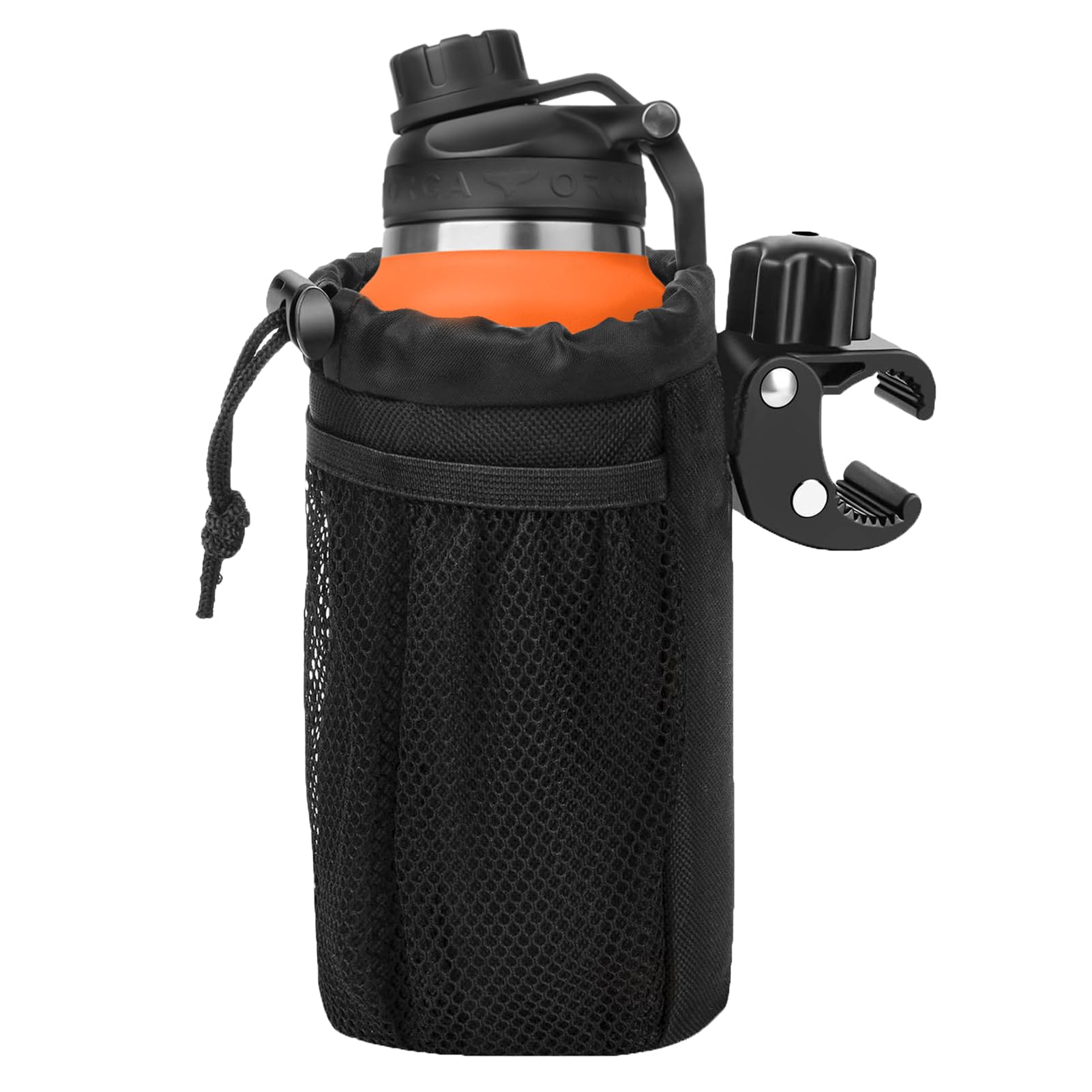 Bike Cup Holder,Handlebar with Oxford Fabric Mesh Pockets for Motorcycle,Mountain, Road Bike, Wheelchair(Black)