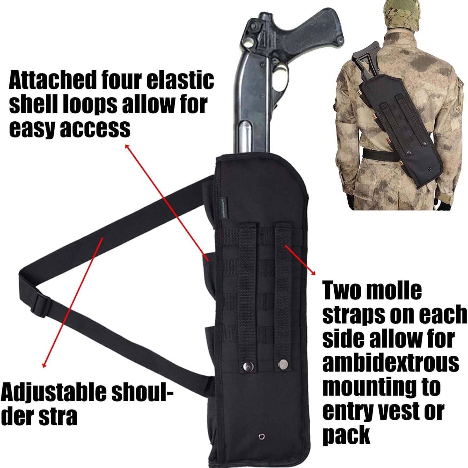50cm Taktische Schrotflinten Gewehrscheidetasche,Shotgun Holster Schultertasche Mit Gepolstertem Holster Multifunktions Schulterholster Gewehrtasche