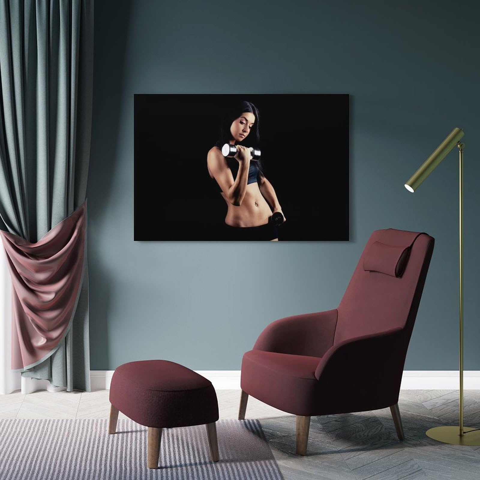 Poster decorativo da parete su tela, con manubri alternati, per allenamento fitness, poster decorativo da parete, poster decorativo per camera da letto, 60 x 90 cm
