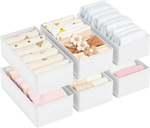 Miniatura 21 de DIMJ Organizador de cajones, organizador de ropa pequeño, juego de 3, separadores de cajones para ropa de bebé, ropa interior, calcetines, brasier,