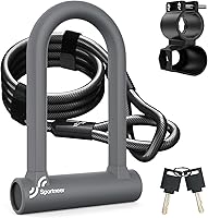 Vista 1 de Candado para Bicicleta Sportneer - Candado en U Resistente Antirrobo para Bicicleta con Cable de Acero de Seguridad de 1,5 m - Grillete de 17 mm Gris
