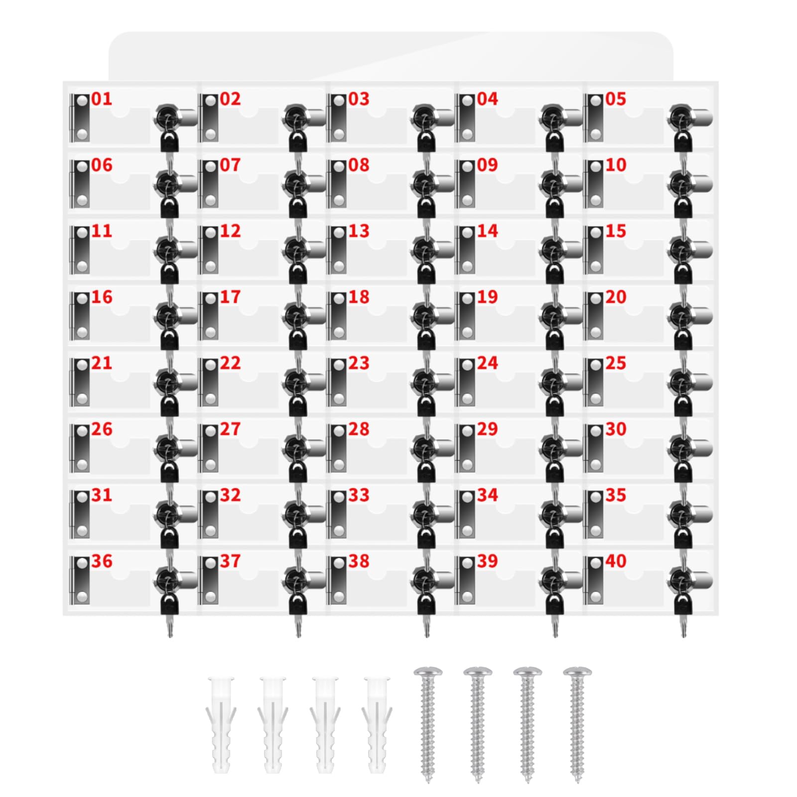 DEFNES Clear Cell Phone Locker Box with Keys, 40 Slots, Wall Mounted, Acrylic