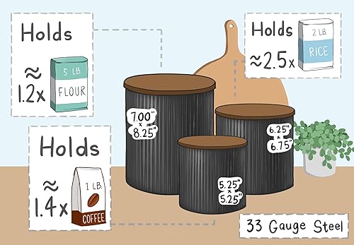 Miniatura 4 de Botes de cocina de granja para encimera, aprox. 5, 4 y 2 cuartos de galónjuegos de recipientes de lata para la cocinadecoración rústica del