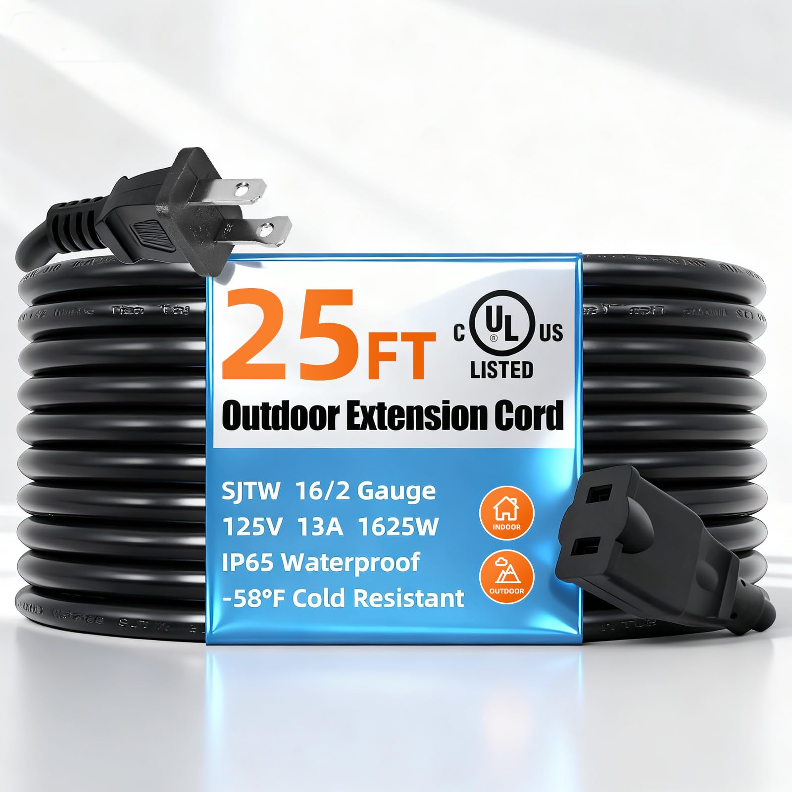 TooCust 25ft 2 Prong Outdoor Extension Cord