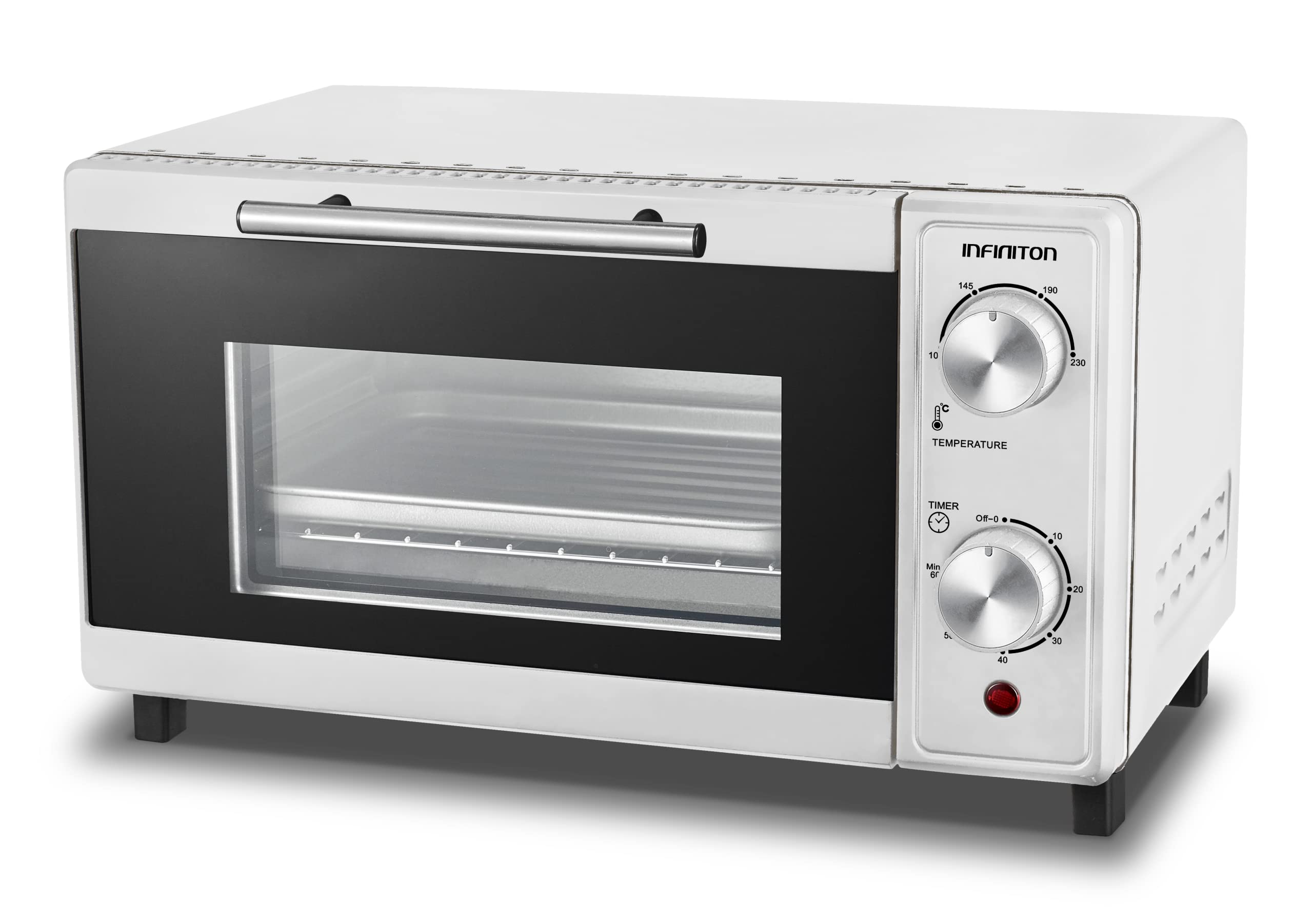 INFINITON HSM-70B09 Horno sobremesa portátil Blanco 9 litros Temporizador Doble acristalamiento Termostato ajustable 230º