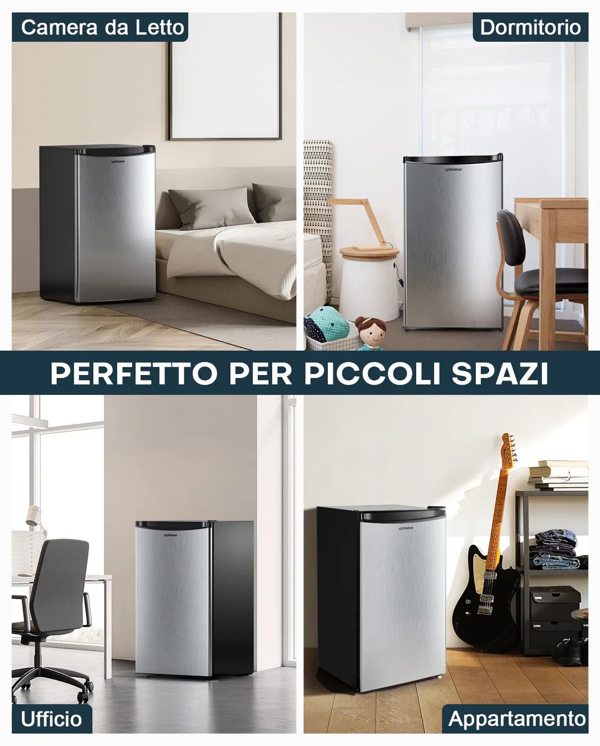 Upstreman Frigorifero Piccolo 91L, Frigorifero Monoporta con Fresh Zone, Controllo della Temperatura, Silenzioso, Scomparto per Verdure, Frigo Piccolo da Ufficio,Camera, Acciacio Inox -BR321