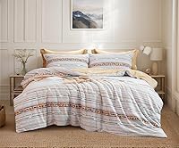 Vista 42 de SLEEPBELLA Juego de edredón de muselina de doble capa lavada de 100 % algodón, tamaño Queen, bohemio azul y amarillo, esponjoso, grueso, a cuadros