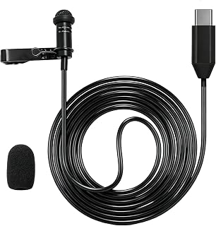 Type C Lavalier Microphone Compatible with iPhone 15 Pro Max, for Galaxy Smartphone, Android iPad 10 iPad Pro Air 5 4 Computers PC for Vlogging Interviews YouTube TikTok Live Streaming,1.5m