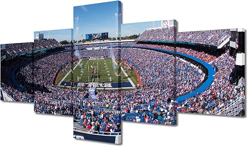 Vista 351 de Cuadros de estadios deportivos de fútbol americano de Minnesota, cuadros de vikingos, 5 paneles, lienzo para pared, arte de pared del estadio