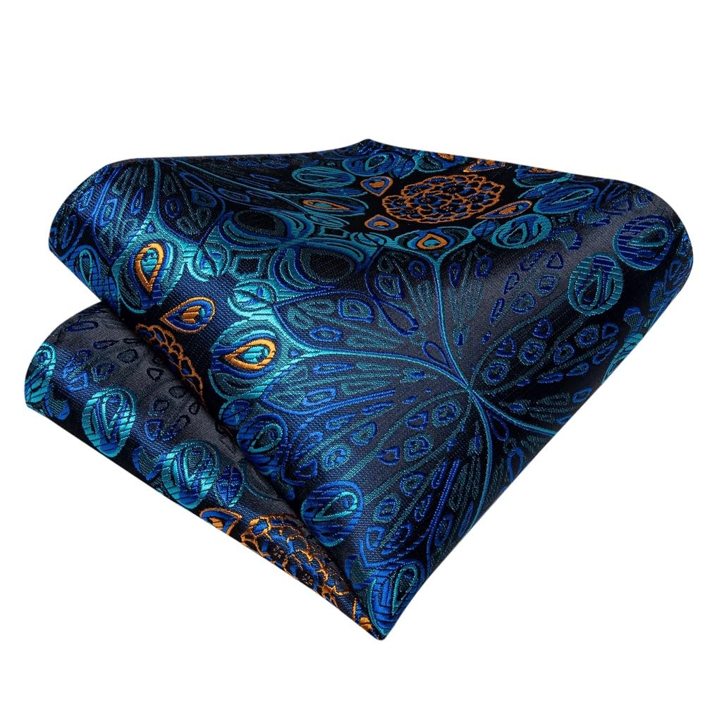 JFDBGU Business Wedding Party Bowtie Paisley Silk Bow Tie Pocket Square Brooch Pin Set Tie