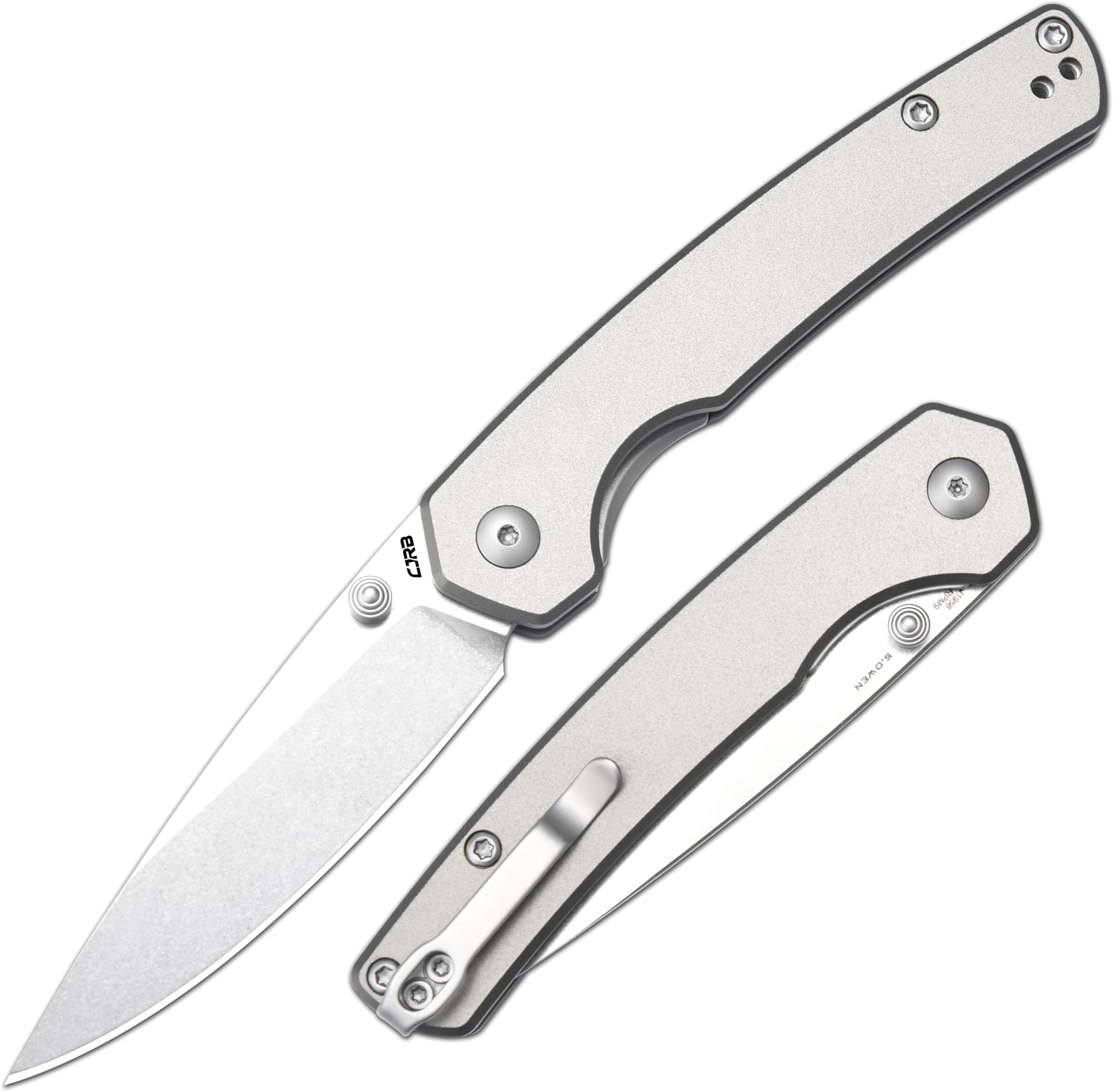 CJRB Kain Pocket Knife, 2.95'' AR-RPM9 Steel Blade Aluminum Handle Small EDC Knife with Pocket Clip for Camping Hiking Survival, Designed by Sanford Owen(J1956)