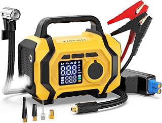 FOWAWU 8000A 26800mAh Jump Starter with Air Compressor, Car Battery Jumper Starter Power Bank (ALL Gas/10.0L Diesel), Cordless Auto-Shutoff Tire Inflator, Type-C Quick Charge, Smart Jumper, LED Lights