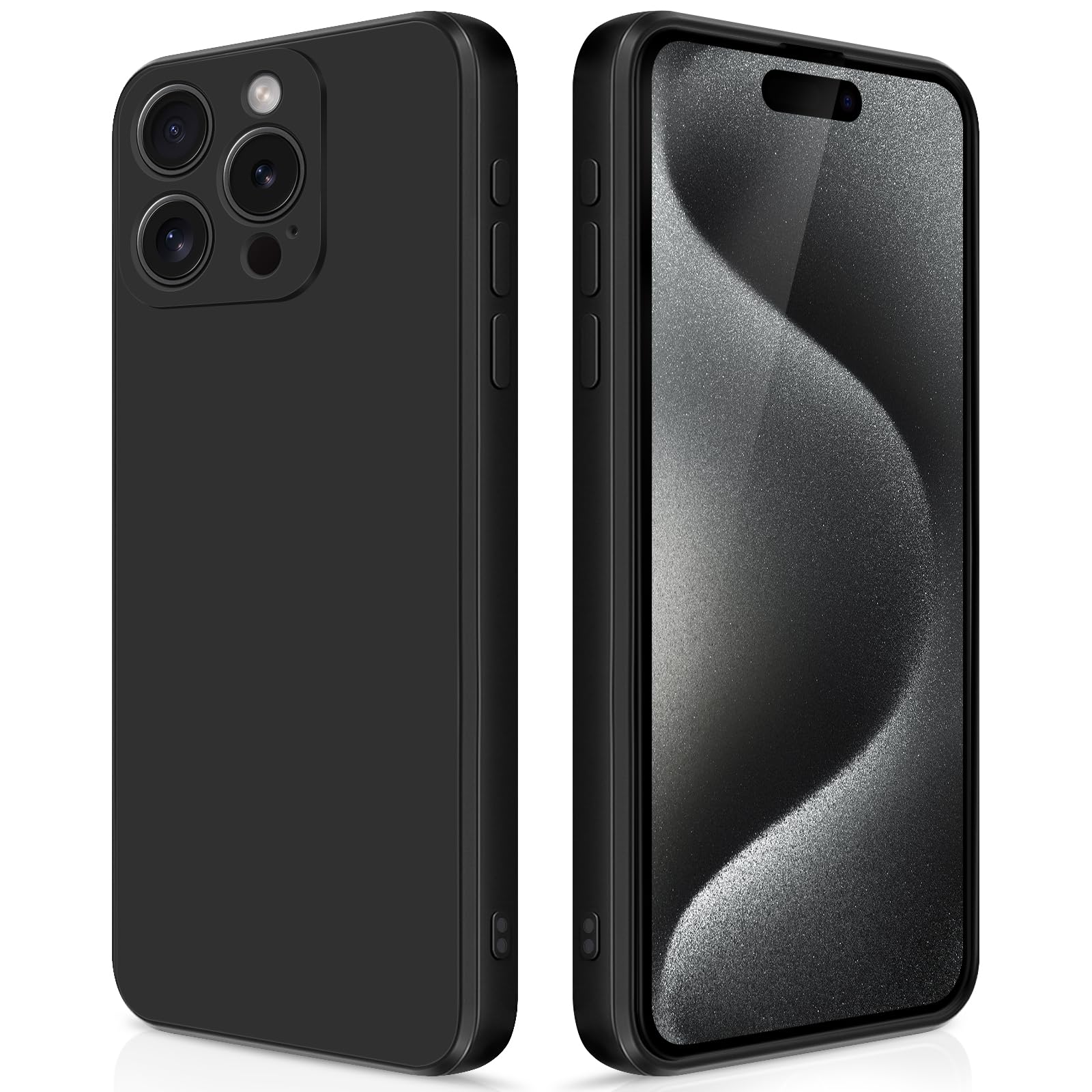 Case Compatible with iPhone 15 Pro Max, Silky-Soft Touch Full-Body Protective Phone Silicone Case, Shockproof Cover with Microfiber Lining, Black
