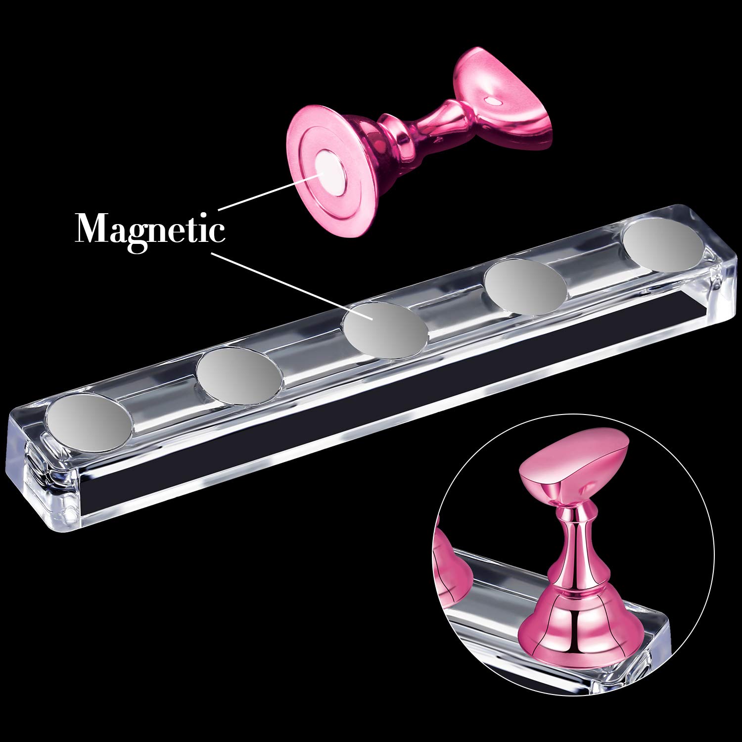 2 Set Acrylic Nail Art Practice Stands Magnetic Nail Tips Holders Training Fingernail Display Stands DIY Nail Crystal Holders and 96 Pieces White Reusable Adhesive Putty (Metal Rose Pink) : Beauty & Personal Care