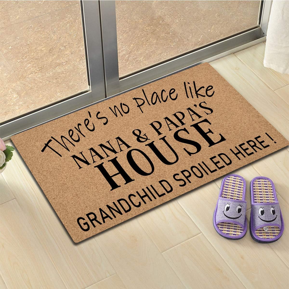 Funny Welcome Outdoor Decor for Front Porch There's No Place Like Nana&Papa's House Grandchild Spoiled Here Monogram Kitchen Rugs and Mats With Anti-Slip Rubber Back Novelty Gift Mat(23.7 X 15.9 in)