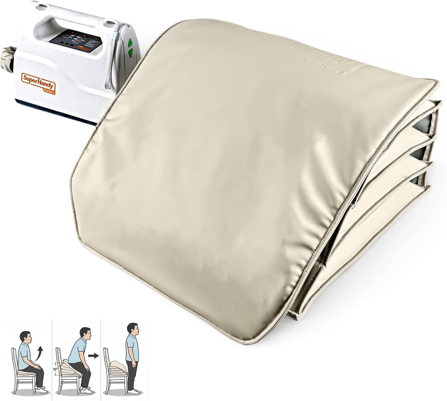 Superhandy Electric Seat Lift Assist Cushion for Elderly, Lithium Battery Powered Pneumatic Lifting Device, Air Cushion Mode, Remote & Button Control, Lightweight Portable Sit-to-Stand Aid