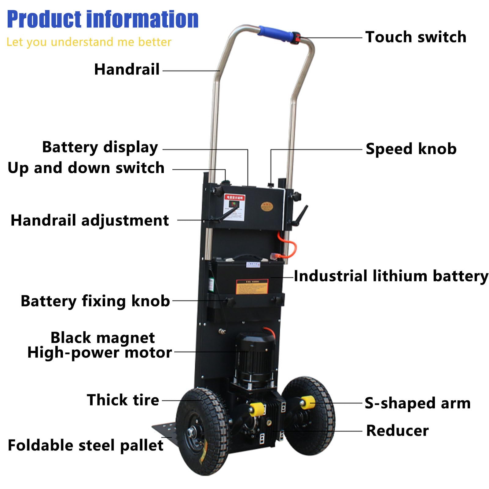 Camiones de Mano de Escalera eléctrica Camiones de Servicio Pesado, Camiones de Mano Alta Capacidad de Carga de Carga eléctrica Tresping Hand Trucks Dolly Cart