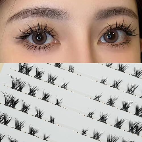 Miz Barn 10 pares de extensiones de pestañas individuales en racimo de pestañas individuales de capacidad ultra grande, banda fina y delgada. Kit de