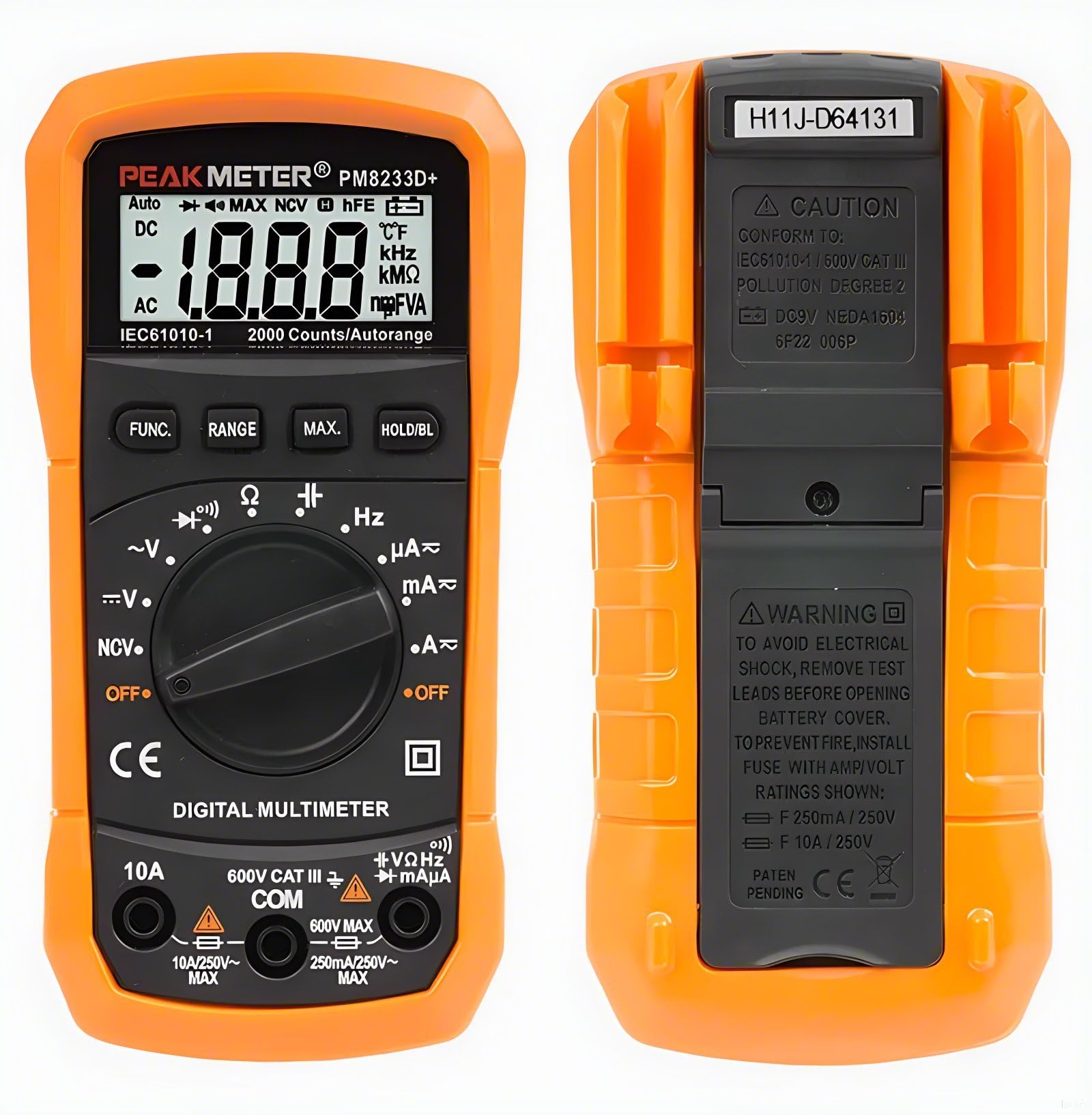PEAKMETER PM8233E Digital Multimeter front view