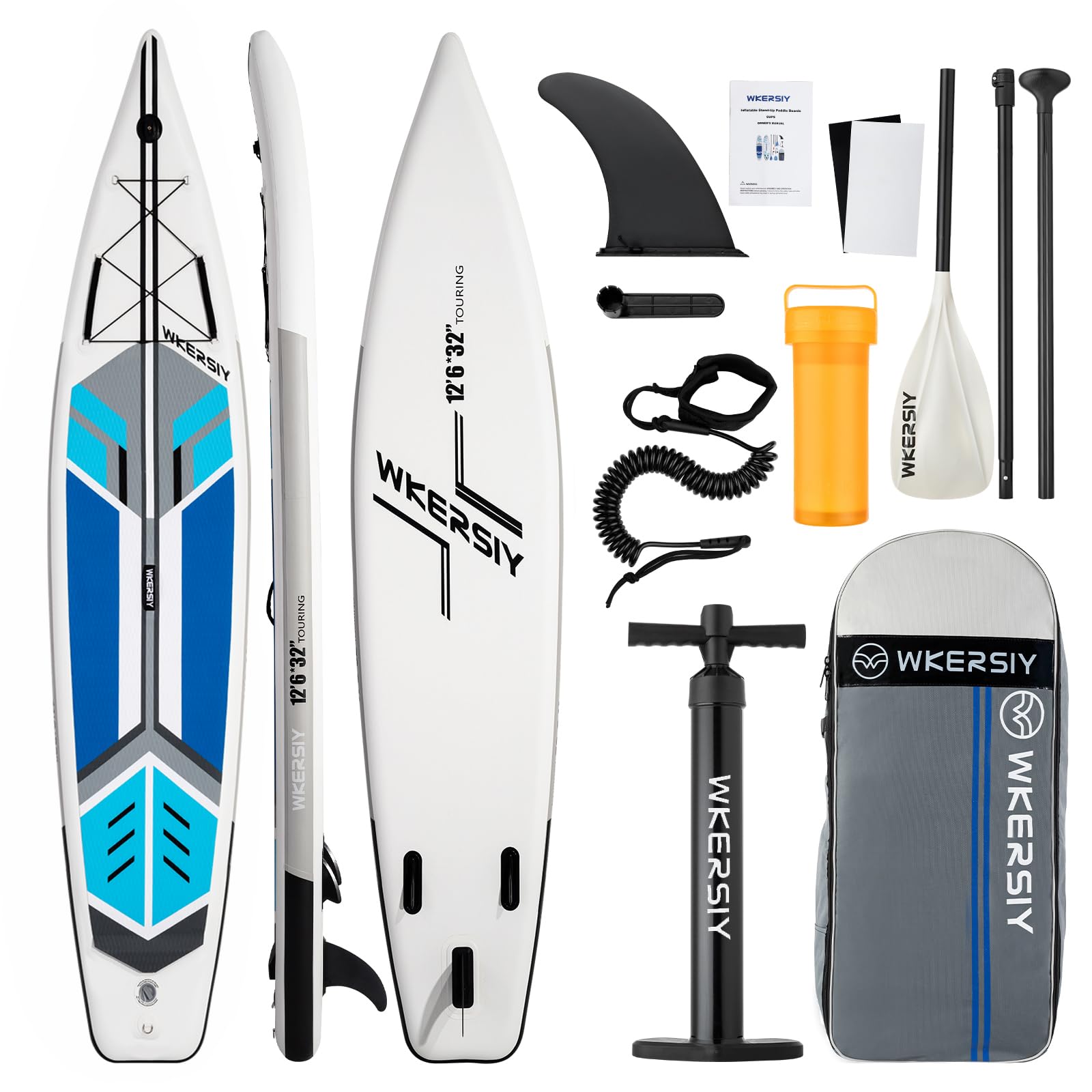 WERSIY Tavola SUP Gonfiabile 380cm – Tavola da Paddleboard Premium per Touring, Corsa e Lunga Distanza, iSUP Veloce e Stabile con Kit Completo di Accessori (Pagaia, Pompa, Guinzaglio, Zaino)