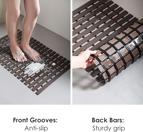 Miniatura 8 de SHIMOYAMA Tapete de ducha, tapete antideslizante para bañera con diseño antideslizante de doble cara, 26 x 17 pulgadas, tapete de ducha absorbente