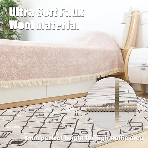 Miniatura 2 de Alfombras lavables de 3 x 5 pies para sala de estar, antideslizantes, estilo bohemio, marroquí, para dormitorio, interiores, entrada, alfombra