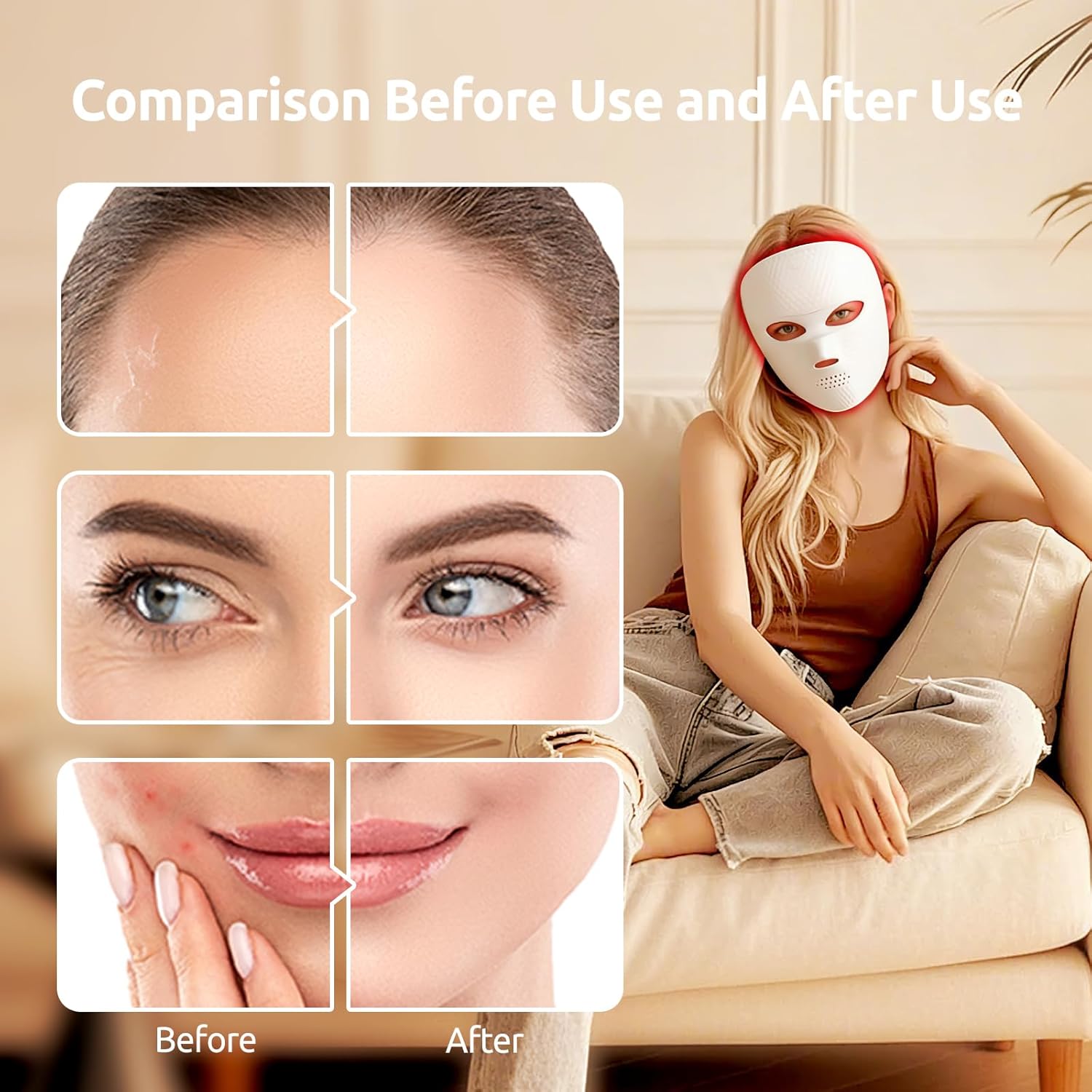 LED Therapy Mask,(Model M226 and MN1 LED Facial Mask),Suitable for Home/Travel/Yoga use
