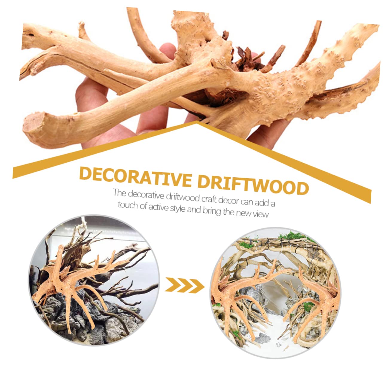 Yardwe Aquarium Driftwood Decor 2pcs Driftwood Ornaments Home Study Decor Plant Stump Adornment