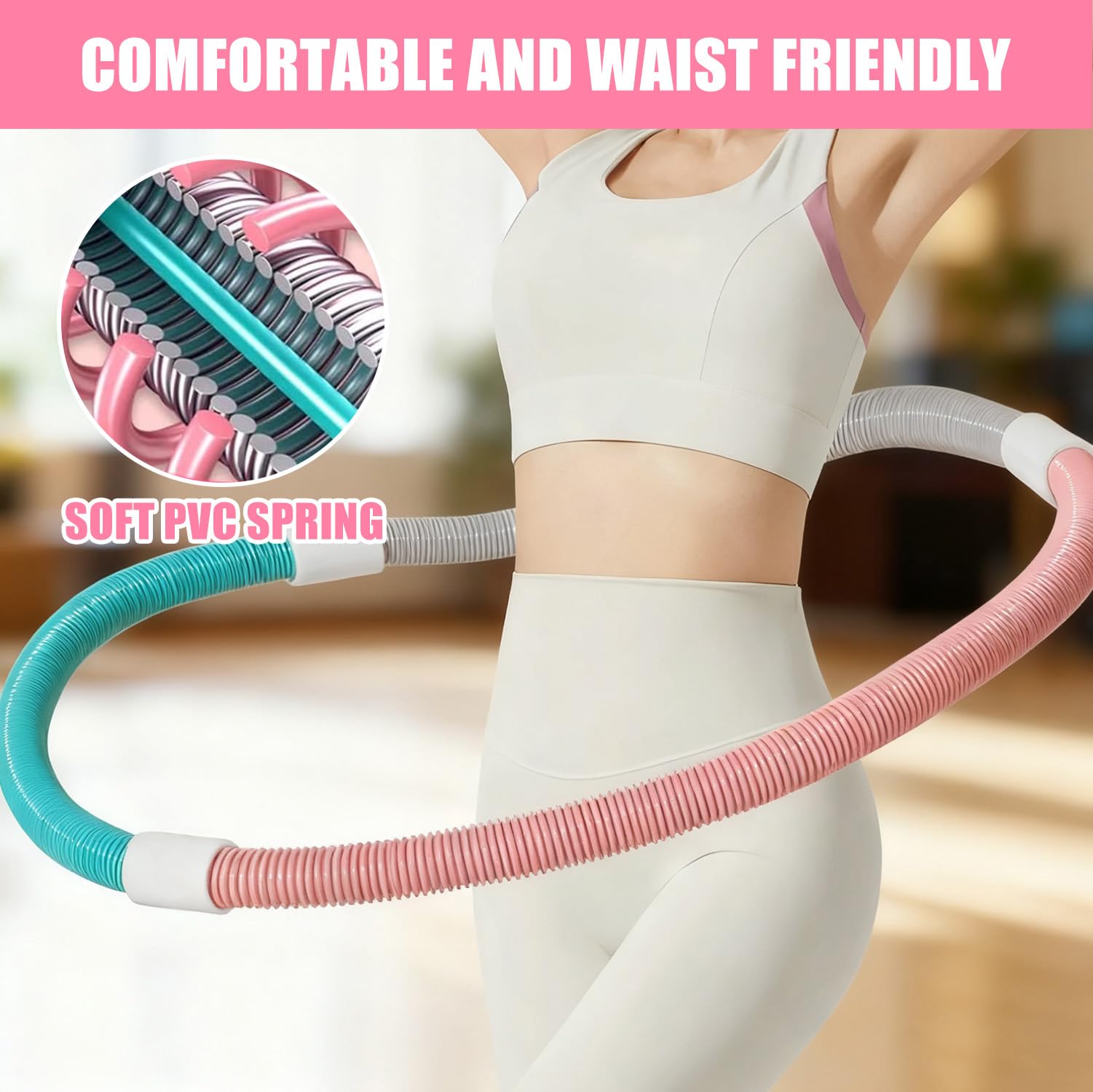 Hula Hoop morbido per adulti – 3 kg, pieghevole, fitness hoop ponderato per pancia e vita, morbido hula hoop, cerchio a molla per casa, palestra, scuola