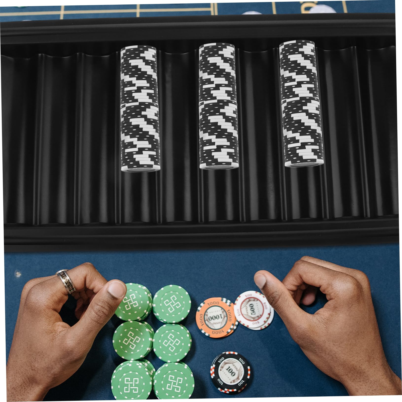 UPKOCH Pokerchip Ablage für 500 Chips aus Acryl, Schwarz, Transparent